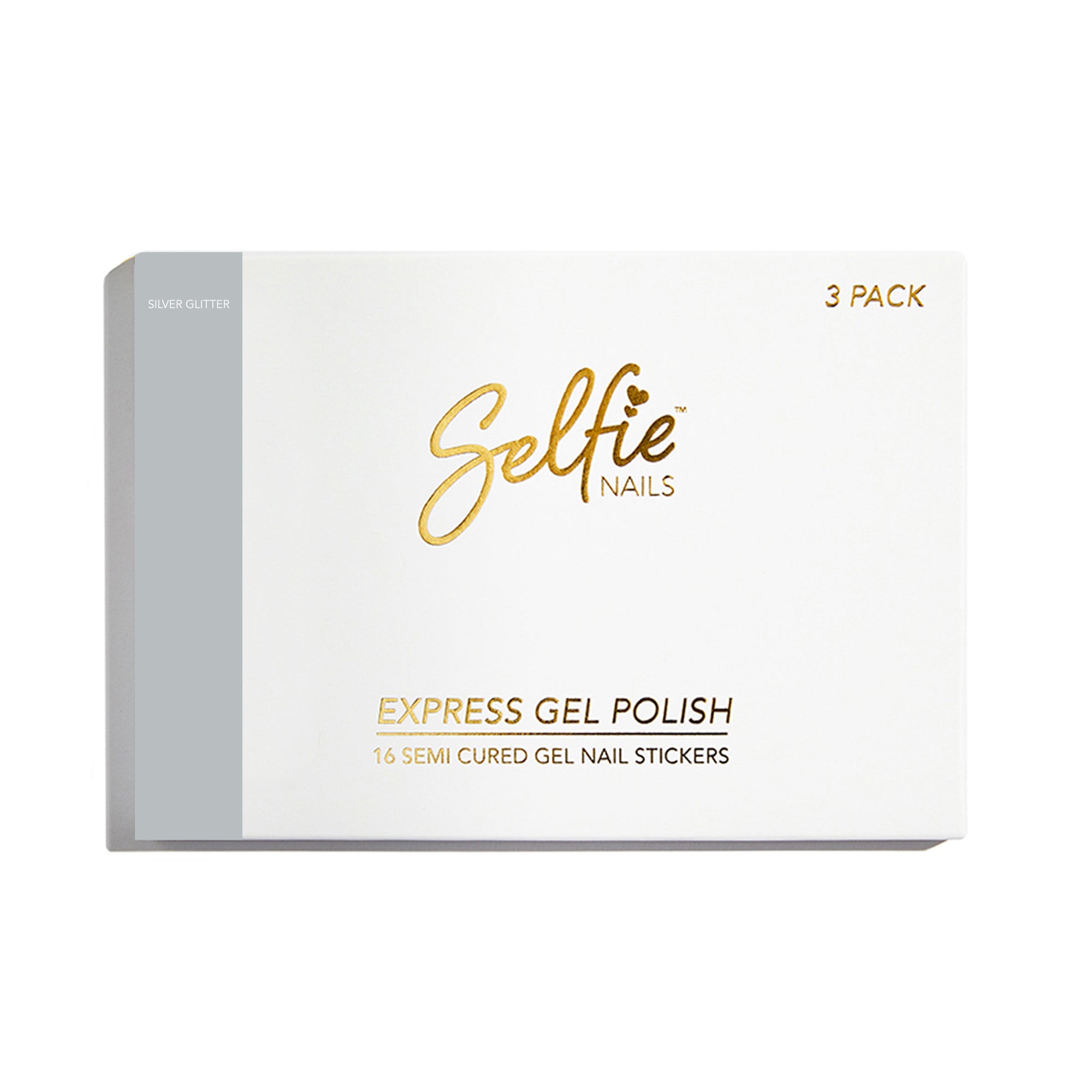 SELFIE NAILS SILVER GLITTER 3 PACK