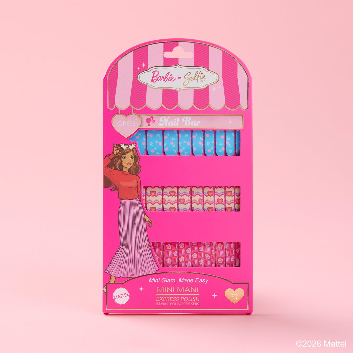 Barbie™ x Selfie Nails Mini Mani Express Polish - Hearts & Blooms