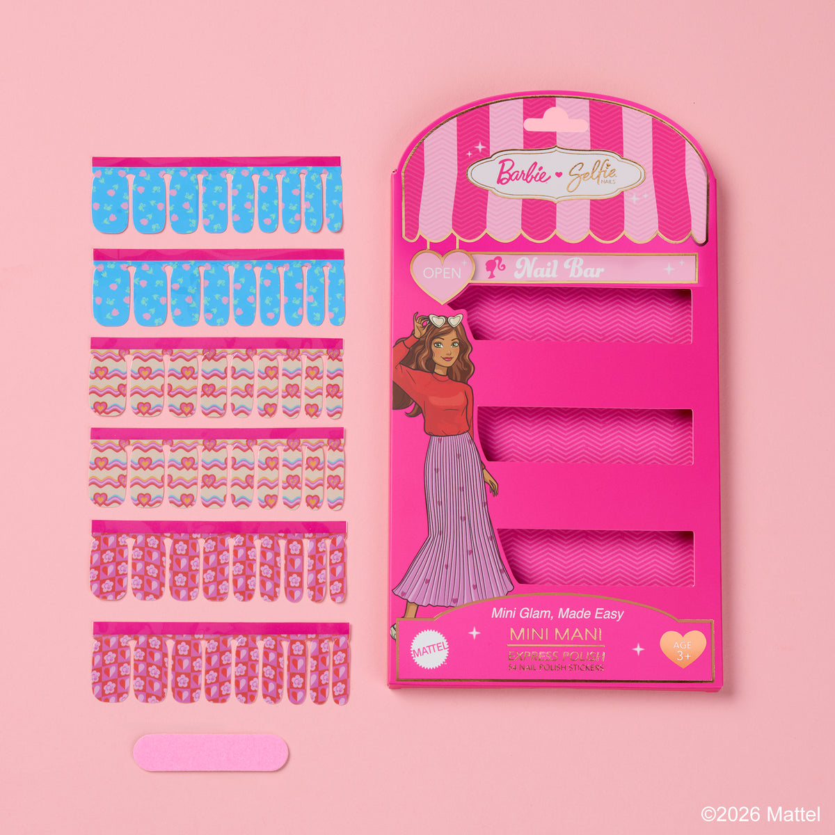 Barbie™ x Selfie Nails Mini Mani Express Polish - Hearts & Blooms